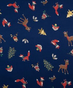 Jersey Foil Print Christmas Animals Stoffstübli